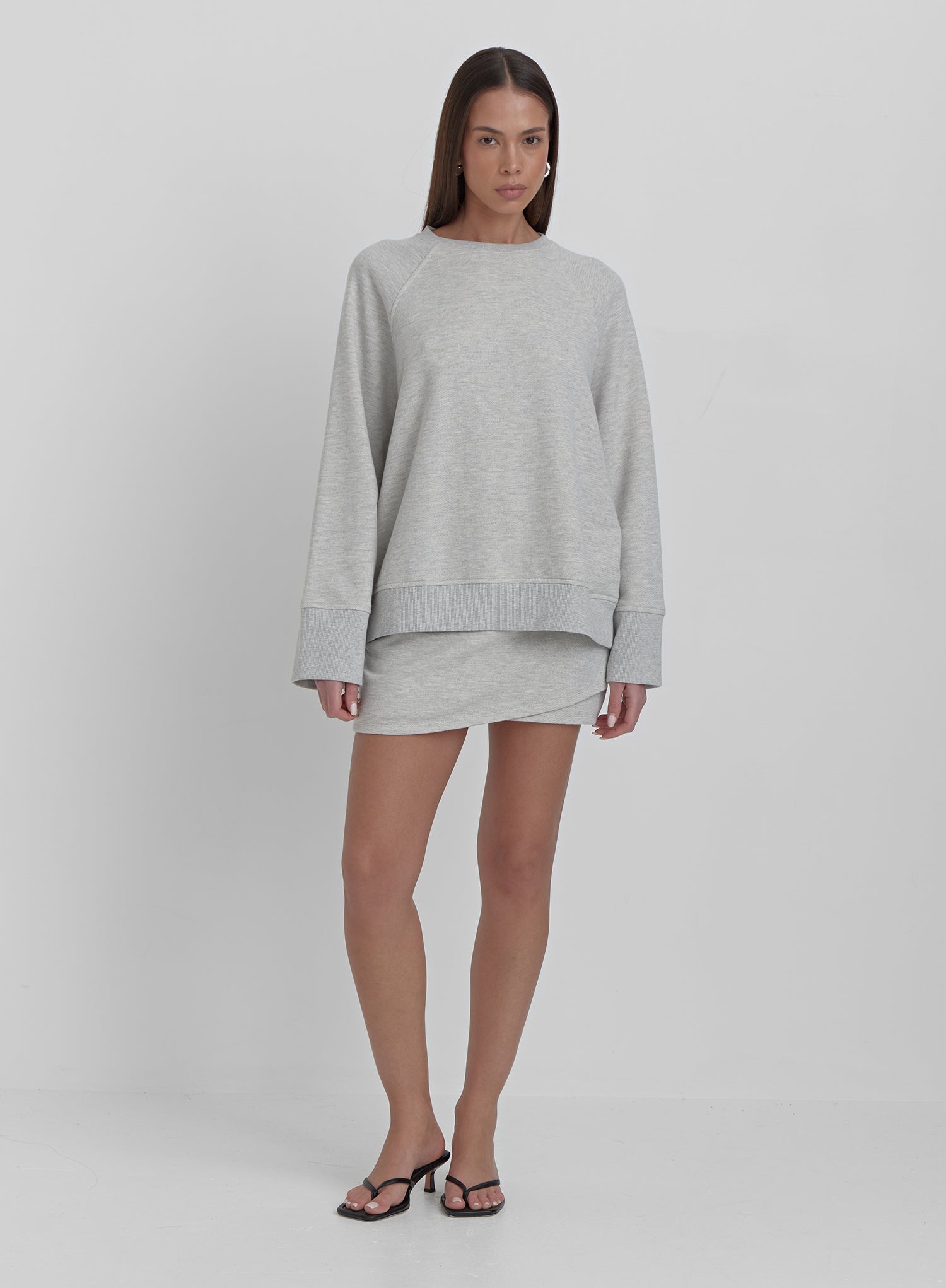 Grey Marl Oversized Sweatshirt